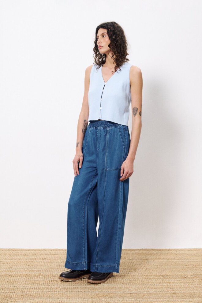 JEANS SATINE BLEU MARINE