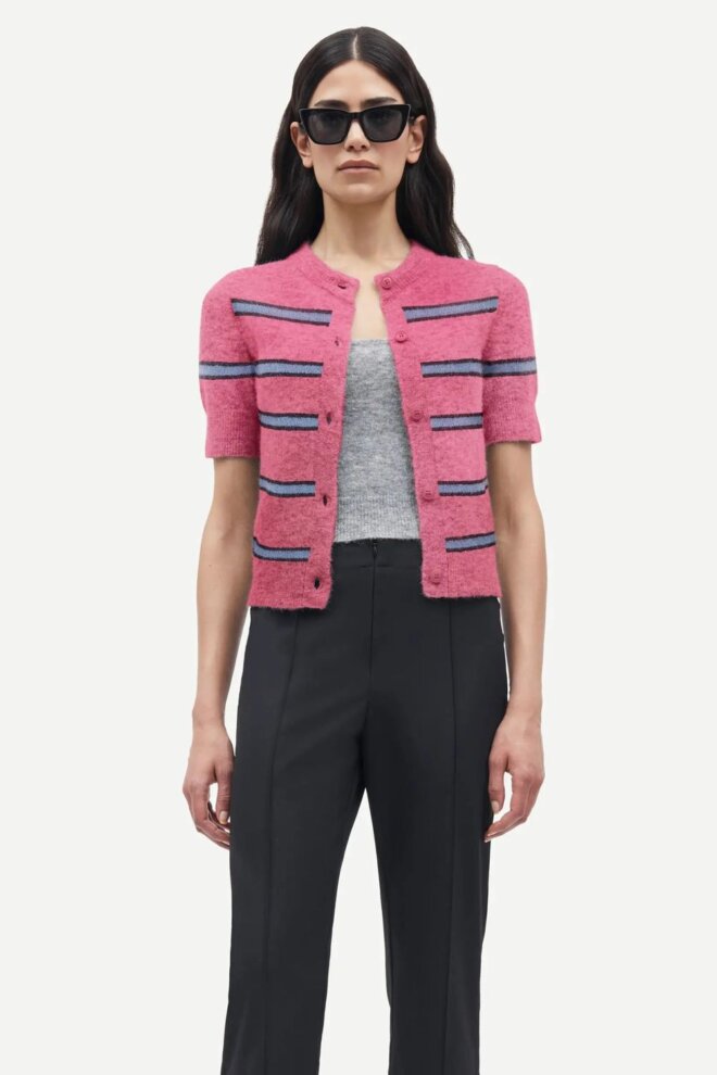 STRICKJACKE SANOURA SS CARDIGAN 15556 ROSE WINE