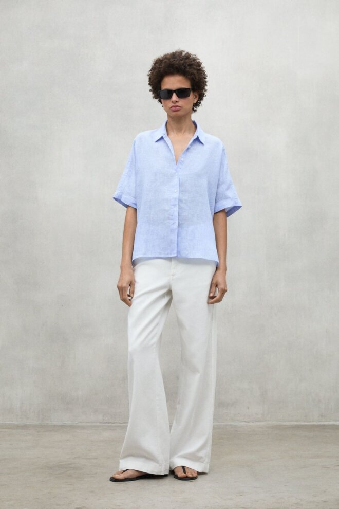 BLUSE MELANIAALF STRIPES SHIRT SKY BLUE