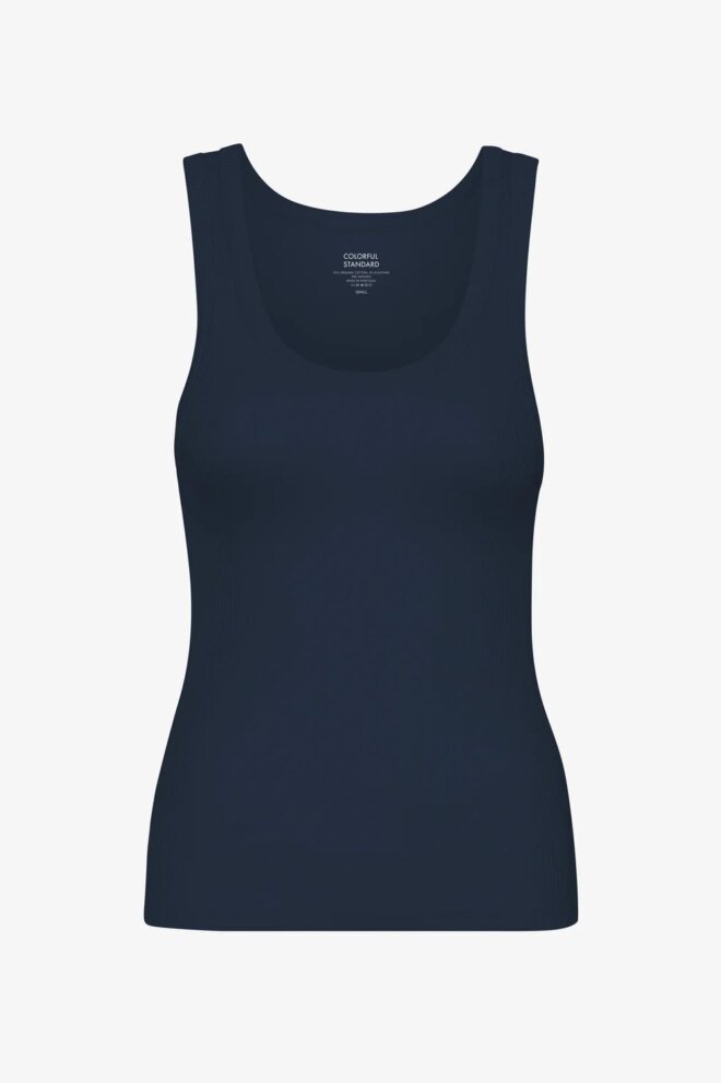 SHIRT WOMEN ORGANIC RIB TANK NAVY BLUE