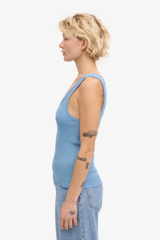 SHIRT WOMEN ORGANIC RIB TANK SEASIDE BLUE