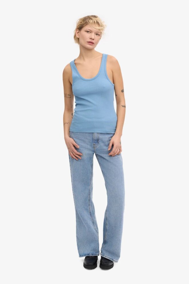 SHIRT WOMEN ORGANIC RIB TANK SEASIDE BLUE