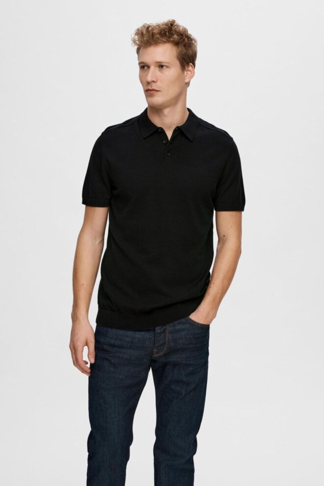 POLO 16092437 SLHBERG SS KNIT BLACK