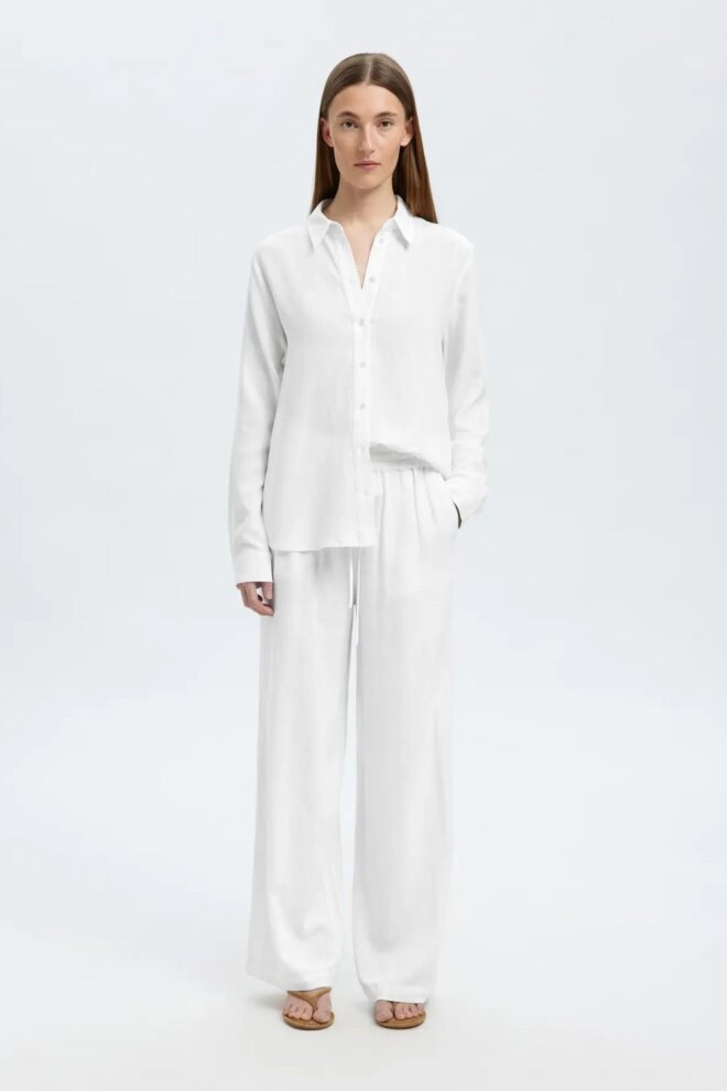 BLUSE 16082298 SLFVIVA LS SNOW WHITE