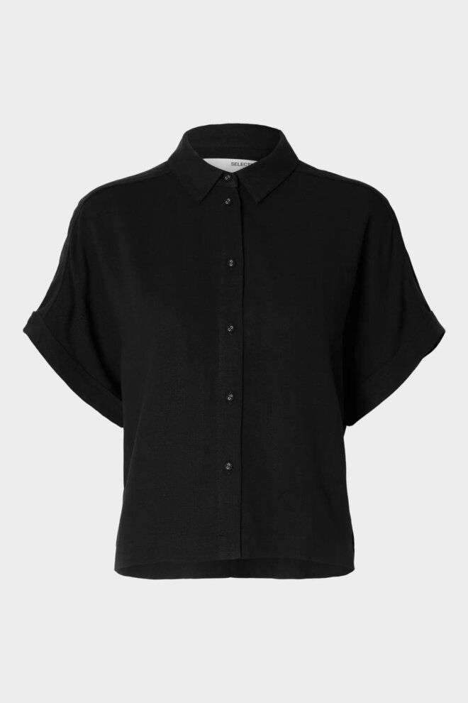 BLUSE 16093937 SLFVIVA SS BLACK