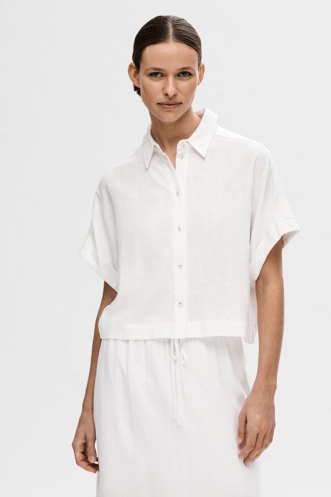 BLUSE SLFVIVA SS SNOW WHITE