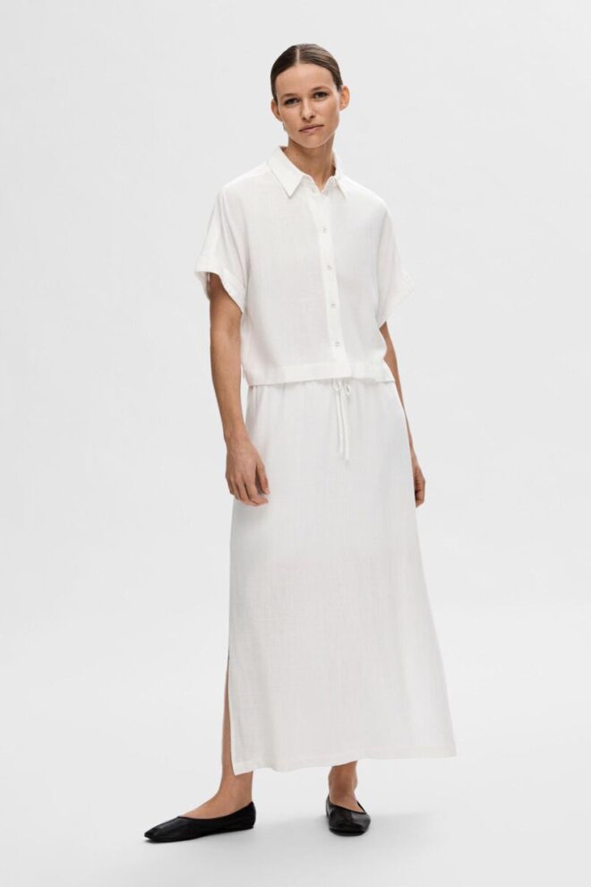 BLUSE SLFVIVA SS SNOW WHITE