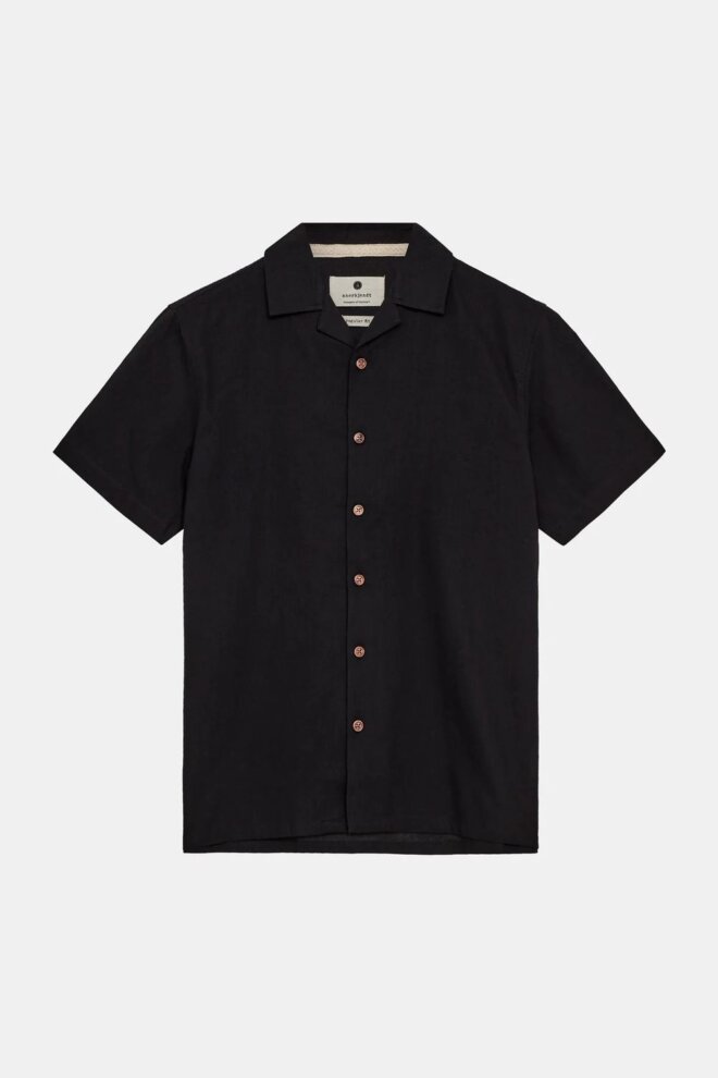 HEMD AKLEO S/S COT/LINEN CAVIAR