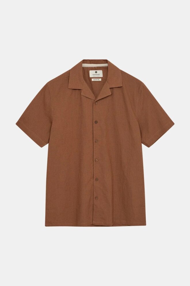 HEMD AKLEO S/S COT/LINEN CHIPMUNK