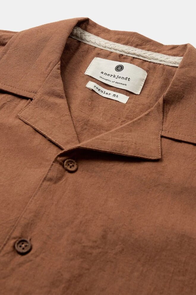 HEMD AKLEO S/S COT/LINEN CHIPMUNK