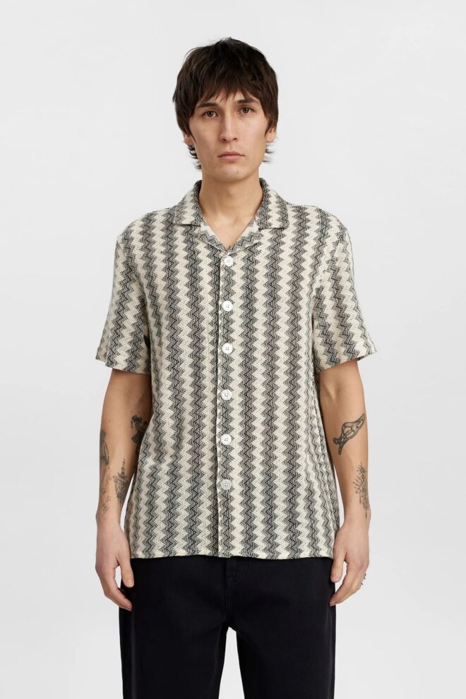 HEMD AKLEON JACQUARD S/S SHIRT CAVIAR