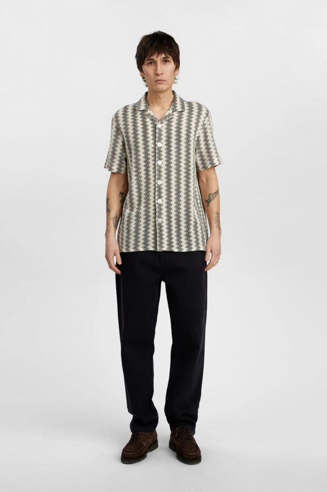 HEMD AKLEON JACQUARD S/S SHIRT CAVIAR