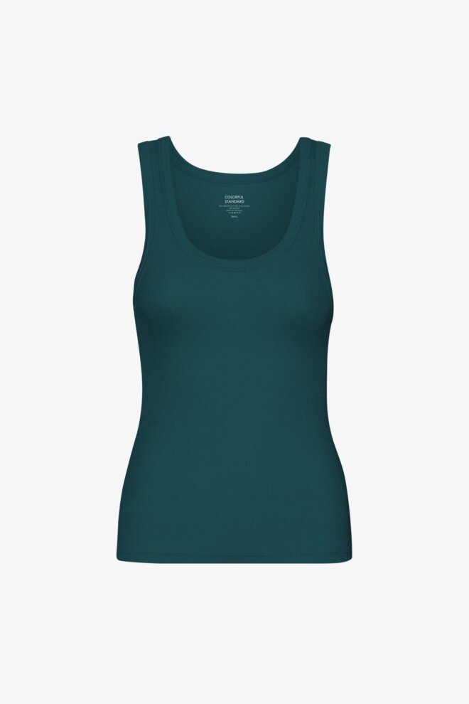 SHIRT WOMEN ORGANIC RIB TANK OCEAN GREEN