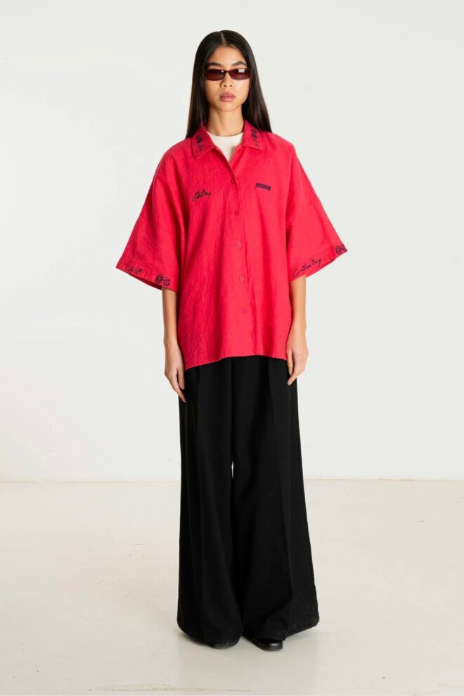 BLUSE WBLUNA EMBROID SHIRT PINK