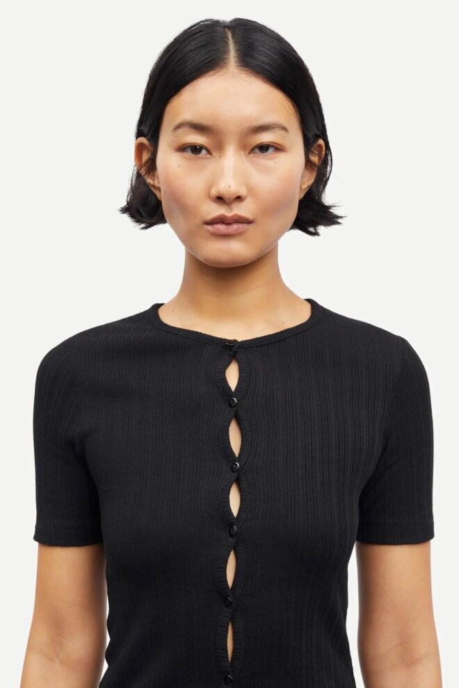 SHIRT SAJUNI SS CARDIGAN 15277 BLACK