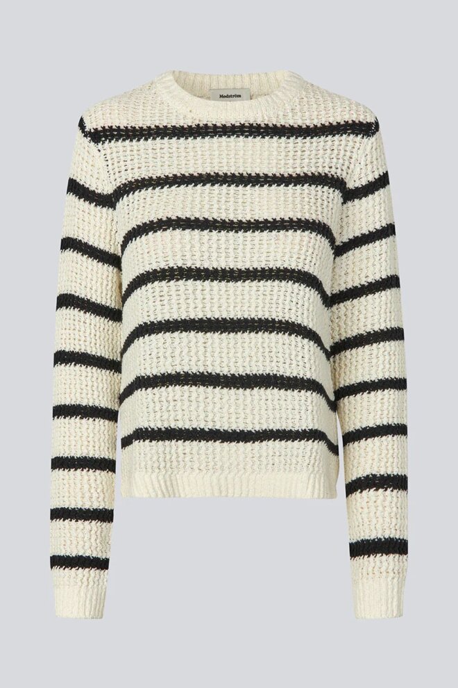 PULLOVER MADDIEMD STRIPE O-NECK SOFT WHITE/B