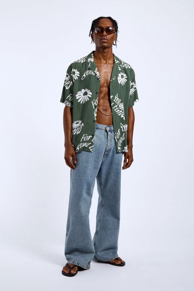 HEMD MADI SHIRT GREEN FLOWER