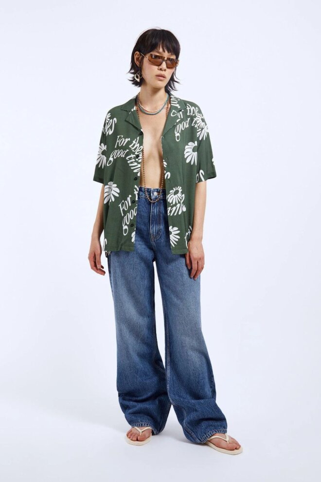 HEMD MADI SHIRT GREEN FLOWER