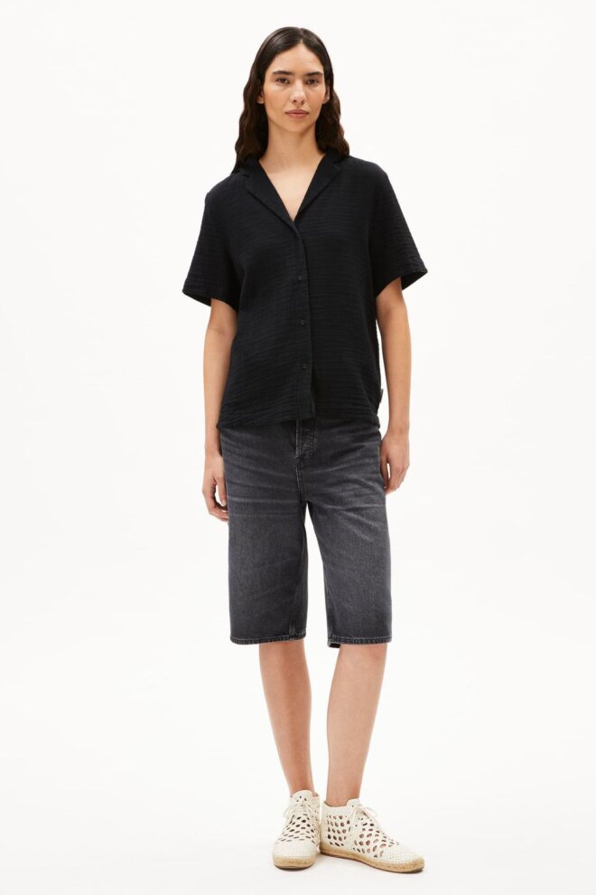 BLUSE 30007253 MAAITE MUSSELIN 105 BLACK