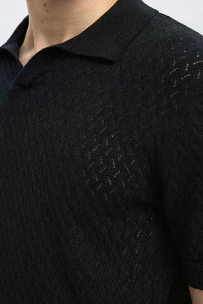 POLO 16097572 SLHLINO SS KNIT BLACK