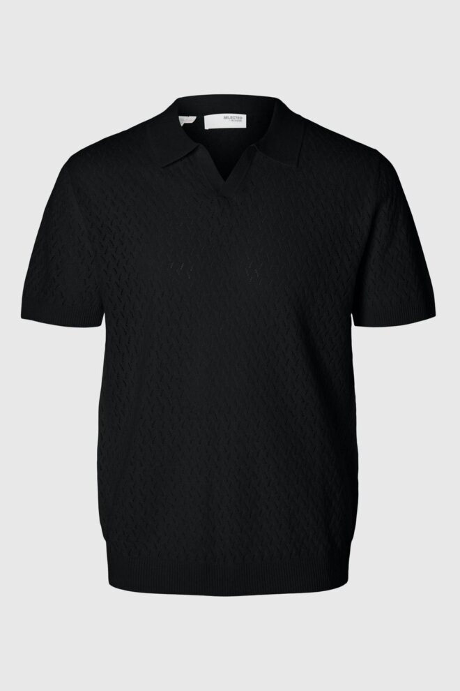POLO 16097572 SLHLINO SS KNIT BLACK
