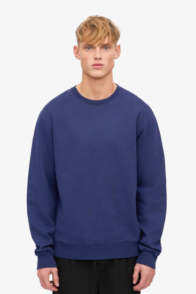 SWEATSHIRT CLASSIC ORGANIC CREW MARINE BLUE