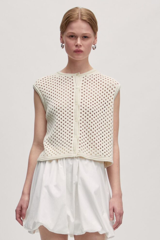 STRICKWESTE MINA TOP ANTIQUE WHITE