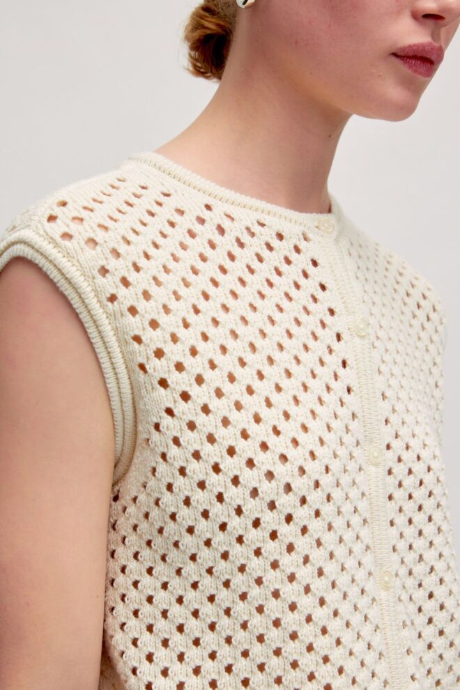 STRICKWESTE MINA TOP ANTIQUE WHITE