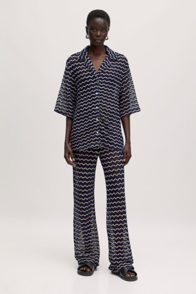 HOSE FINN TROUSERS BLACK-CREAM STRIPE