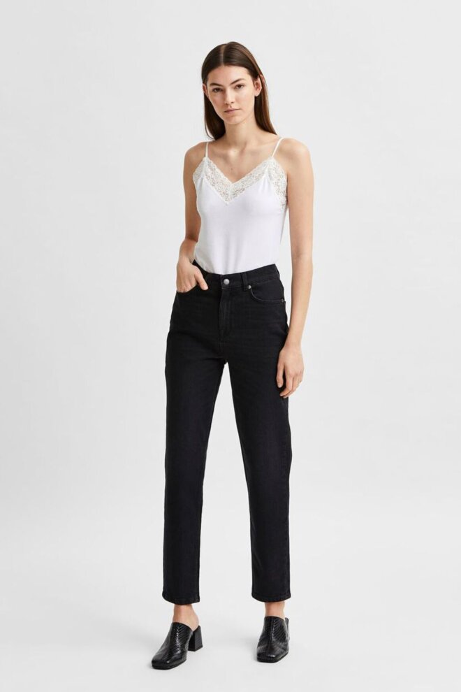 JEANS 16081224 SLFAMY HW SLIM BEAUTY BLA