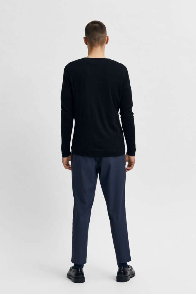 PULLOVER 16079774 SLHROME LS KNIT BLACK