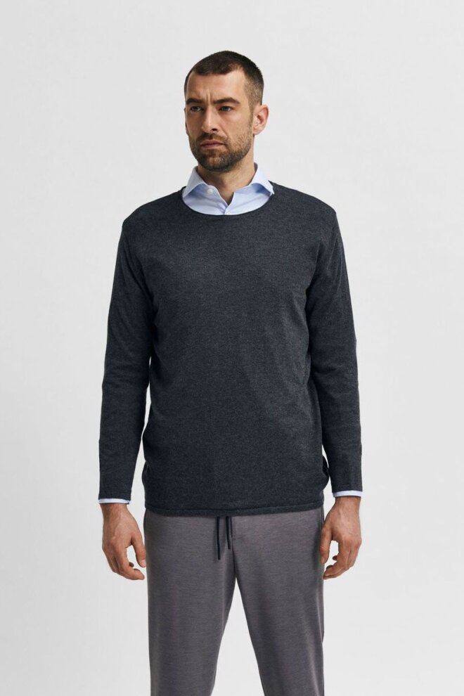 PULLOVER 16079774 SLHROME LS KNIT ANTHRA
