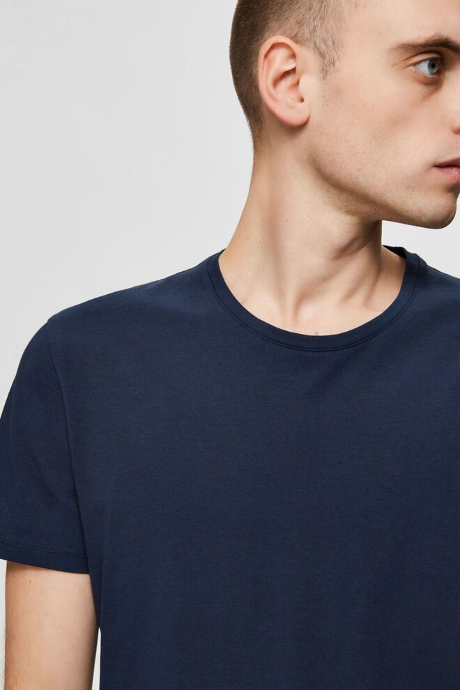 T-SHIRT 16076191 SLHNEW PIMA 3PACK NAVY BLA