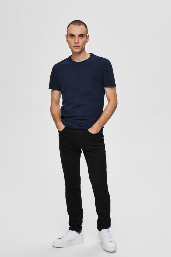 T-SHIRT 16076191 SLHNEW PIMA 3PACK NAVY BLA