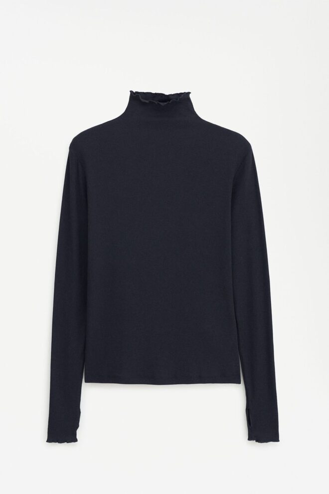 SHIRT 28976 RIB MOCK NECK TOP BLACK