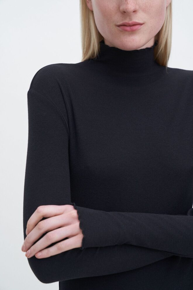 SHIRT 28976 RIB MOCK NECK TOP BLACK