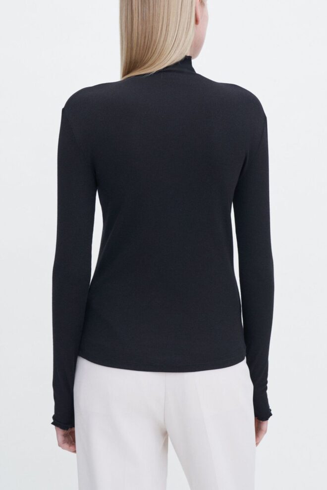 SHIRT 28976 RIB MOCK NECK TOP BLACK