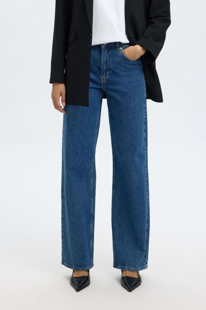 JEANS 16098229 SLFWIDE MEDIUM BLUE DENIM