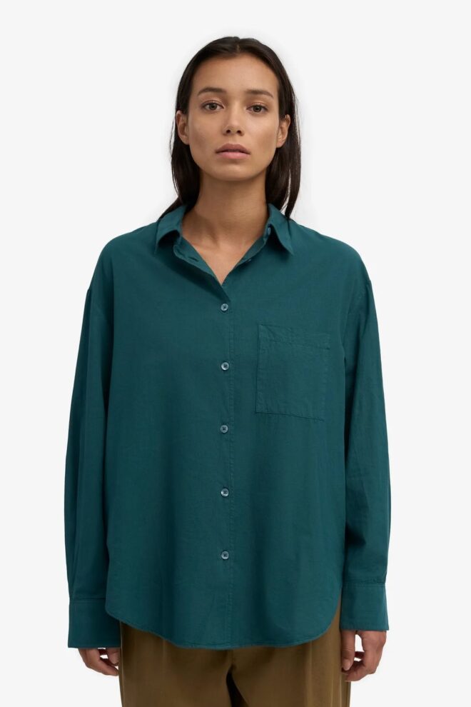 BLUSE ORGANIC OVERSIZED SHIRT OCEAN GREEN