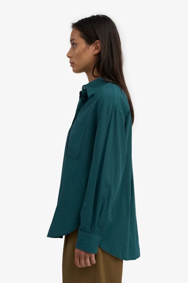 BLUSE ORGANIC OVERSIZED SHIRT OCEAN GREEN