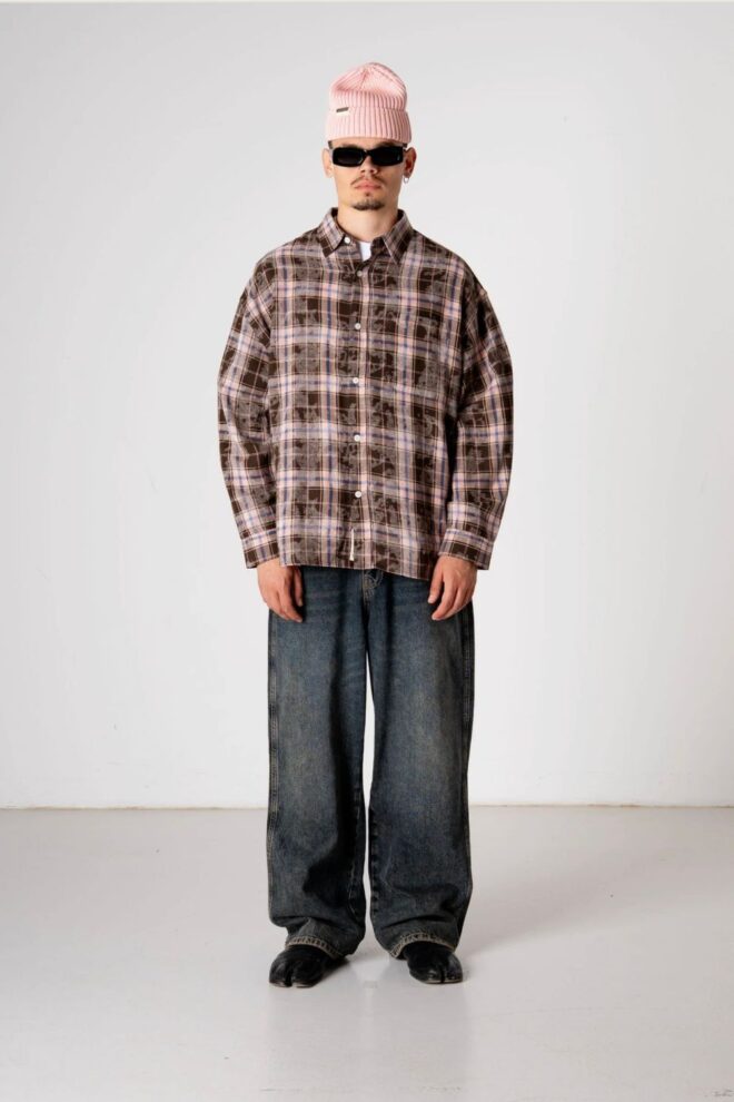 HEMD WBJONG CHECK SHIRT BROWN CHECK