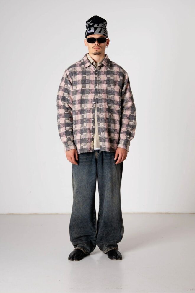 HEMD WBGLIXTO STRUCTURE SHIRT GREY-BROWN