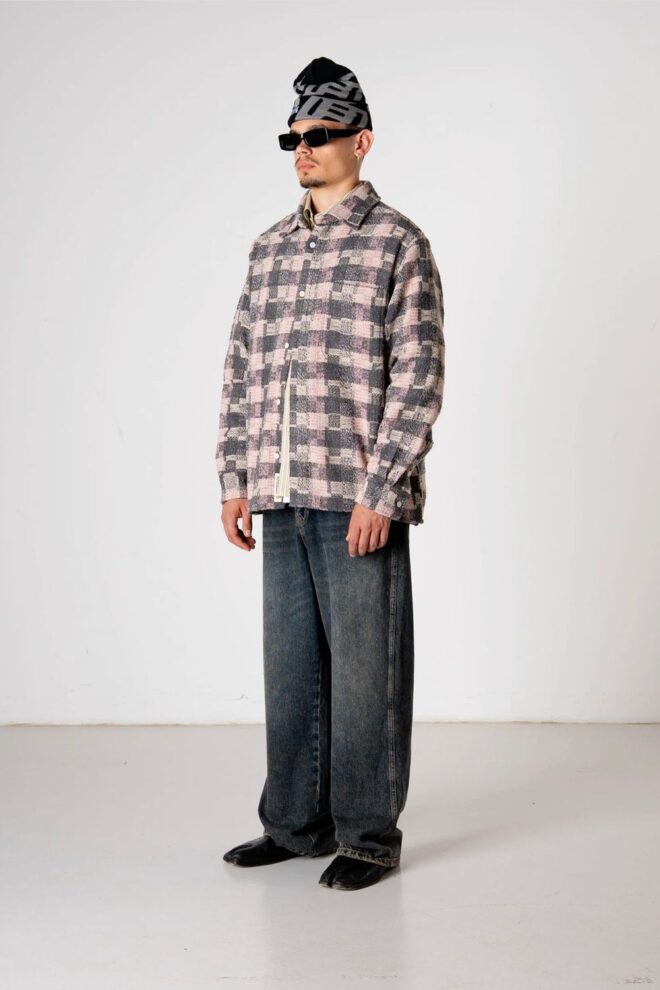 HEMD WBGLIXTO STRUCTURE SHIRT GREY-BROWN