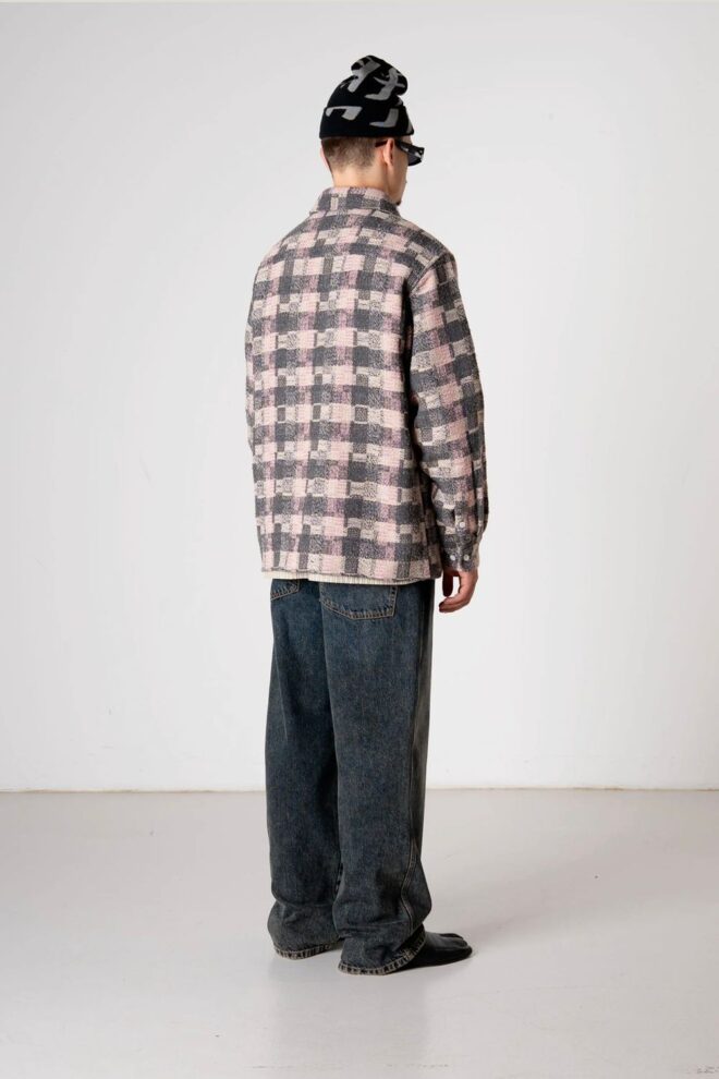 HEMD WBGLIXTO STRUCTURE SHIRT GREY-BROWN