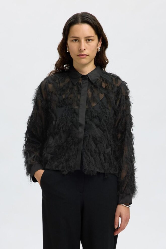 BLUSE 16095034 SLFMYLINE LS BLACK