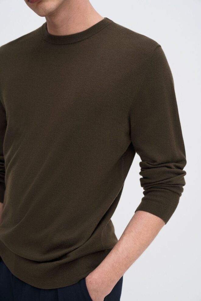 PULLOVER 28928 MERINO SWEATER DARK KHAKI