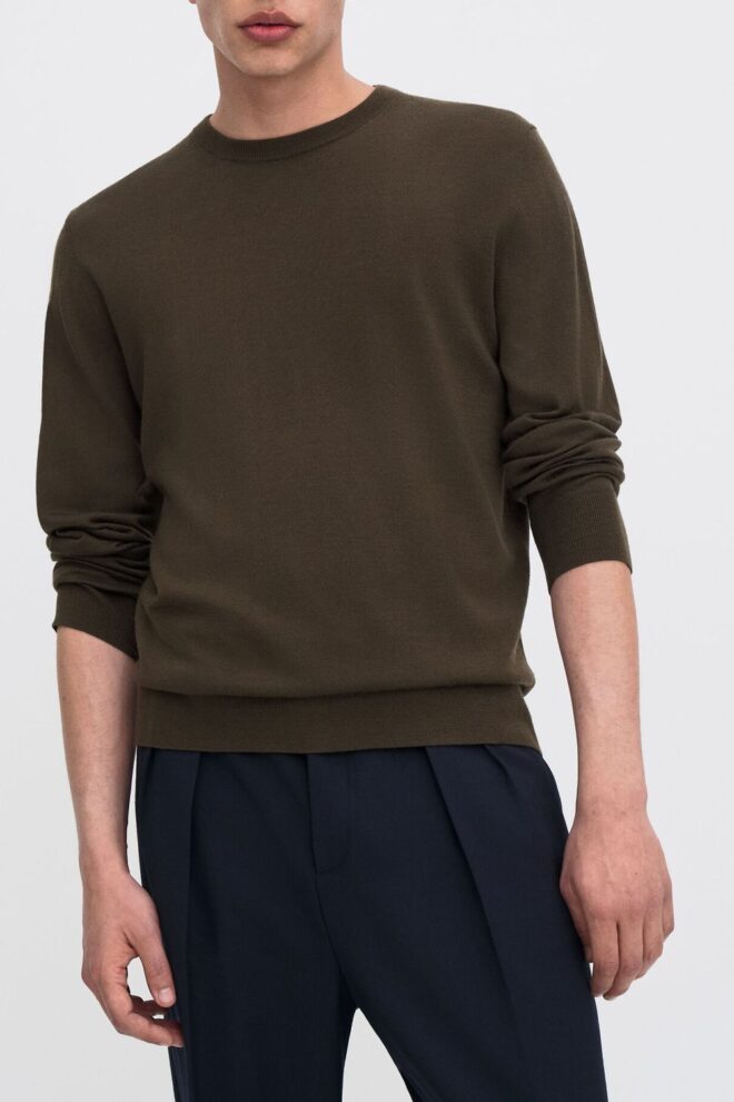 PULLOVER 28928 MERINO SWEATER DARK KHAKI