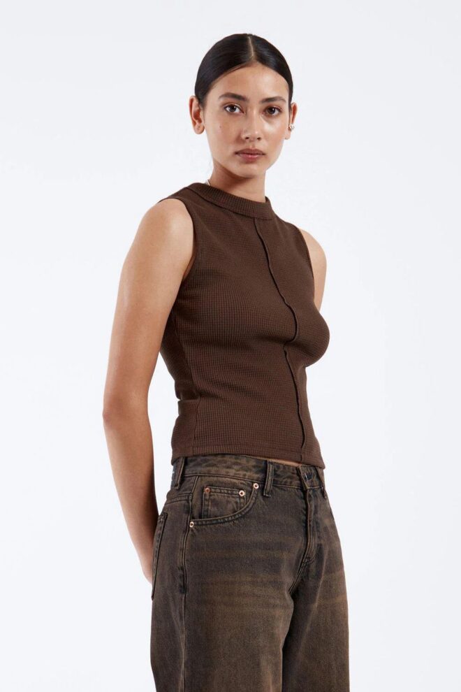 SHIRT DEIA WAFFLE TOP CHOCO