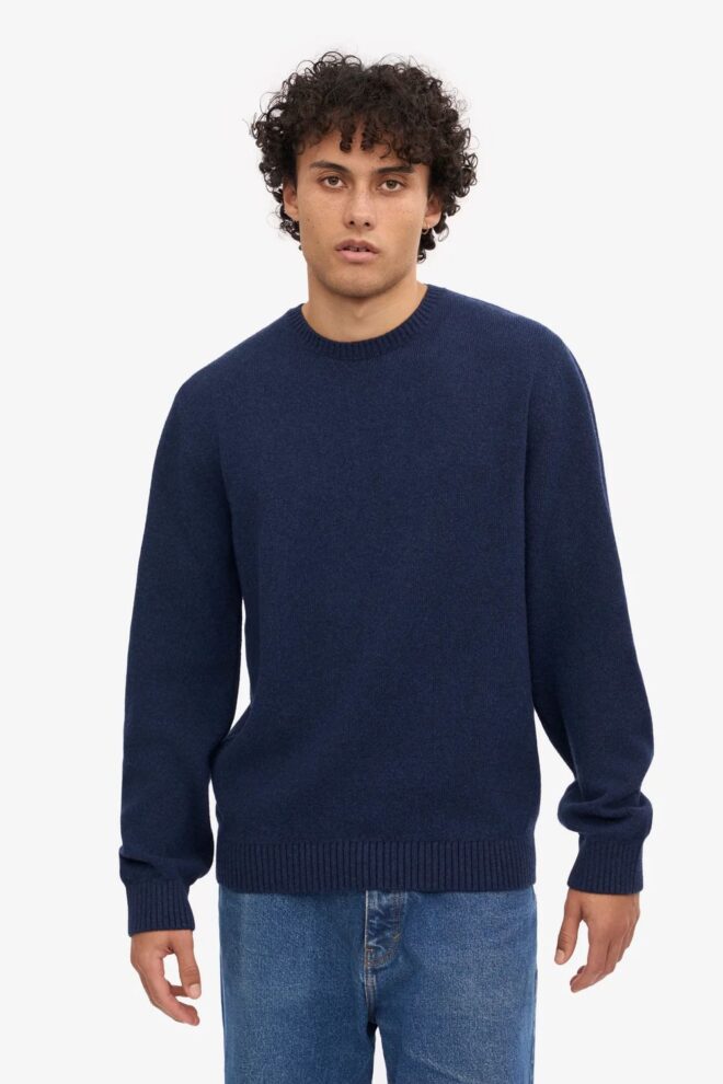 PULLOVER CLASSIC MERINO WOOL CREW MARINE BLU