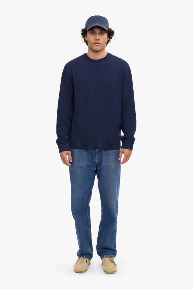 PULLOVER CLASSIC MERINO WOOL CREW MARINE BLU